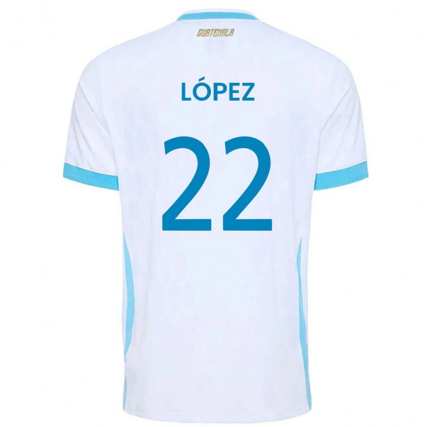 Danxen Dámské Guatemala Whitney López #22 Bílá Nebeská Modrá Zlatá Domů Hráčské Dresy 26-28 Dres