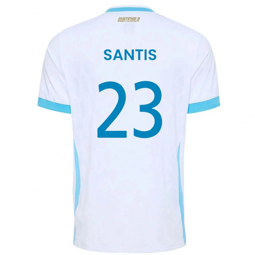 Danxen Dámské Guatemala Diego Santis #23 Bílá Nebeská Modrá Zlatá Domů Hráčské Dresy 26-28 Dres