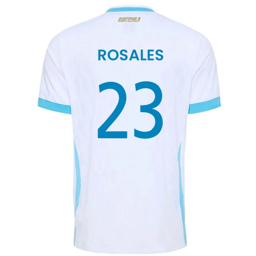 Danxen Dámské Guatemala Yareni Rosales #23 Bílá Nebeská Modrá Zlatá Domů Hráčské Dresy 26-28 Dres
