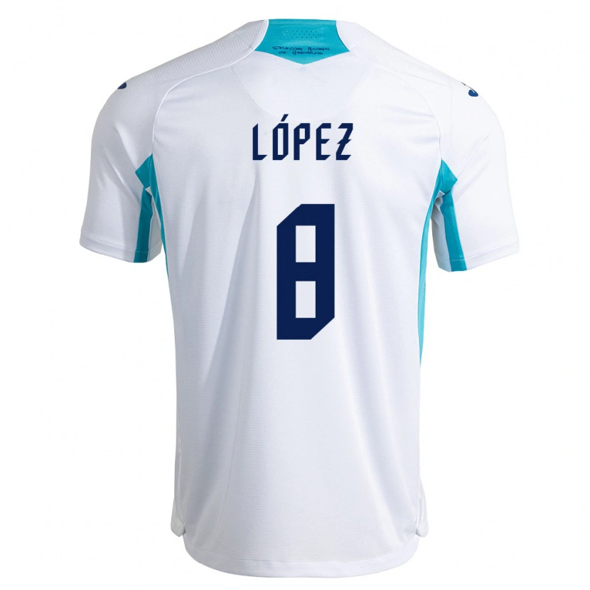 Danxen Dámské Honduras Babington López #8 Bílá Modrá Nebeská Modrá Domů Hráčské Dresy 26-28 Dres