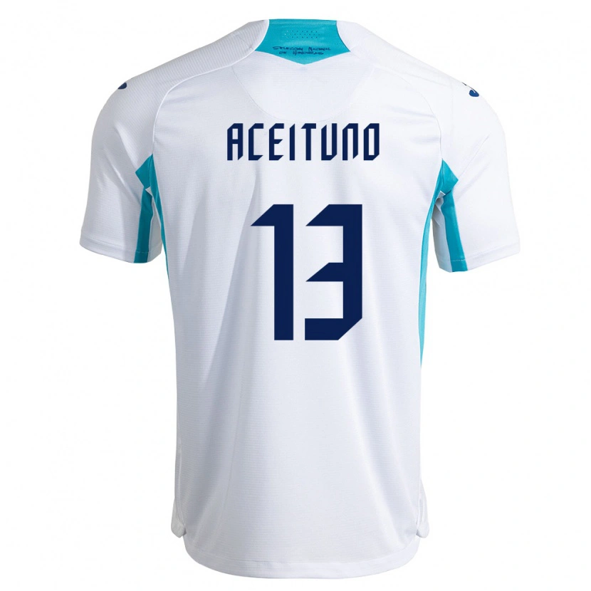 Danxen Dámské Honduras Marco Aceituno #13 Bílá Modrá Nebeská Modrá Domů Hráčské Dresy 26-28 Dres