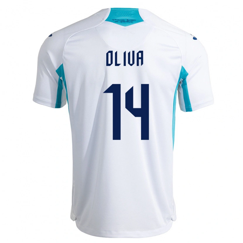 Danxen Dámské Honduras Darell Oliva #14 Bílá Modrá Nebeská Modrá Domů Hráčské Dresy 26-28 Dres