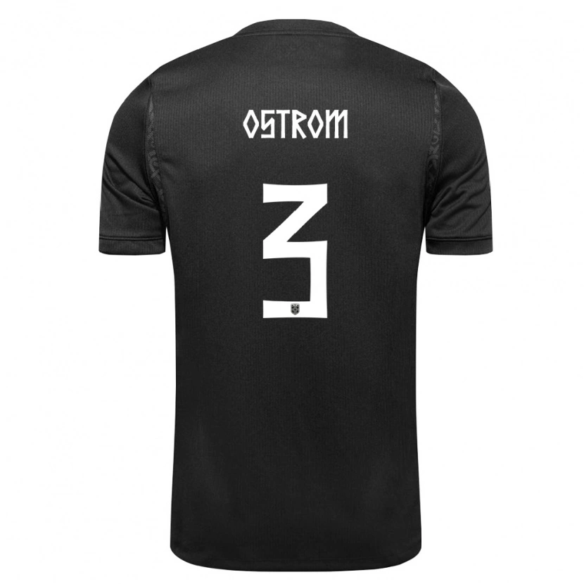 Danxen Dámské Norsko Robin Østrøm #3 Černá Daleko Hráčské Dresy 26-28 Dres