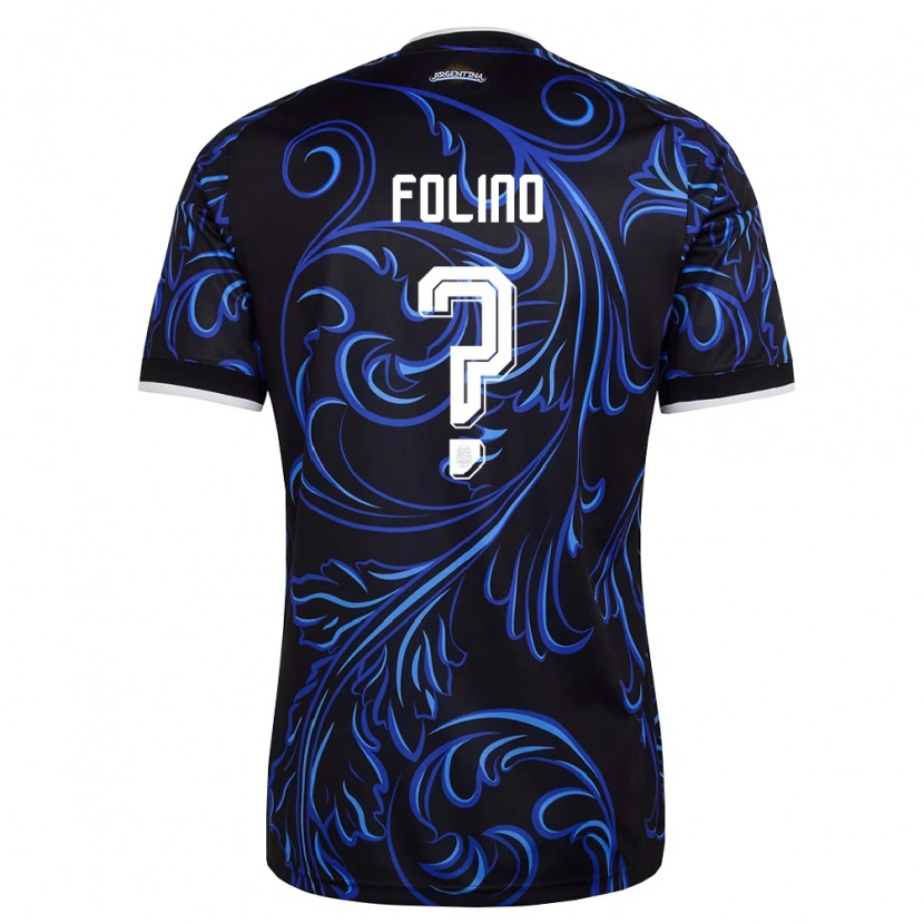 Danxen Dámské Argentina Benjamin Folino #0 Černá Bílá Nebeská Modrá Daleko Hráčské Dresy 26-28 Dres