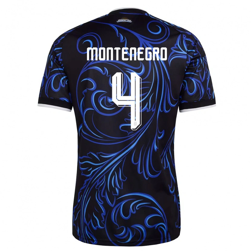Danxen Dámské Argentina Ramiro Montenegro #4 Černá Bílá Nebeská Modrá Daleko Hráčské Dresy 26-28 Dres