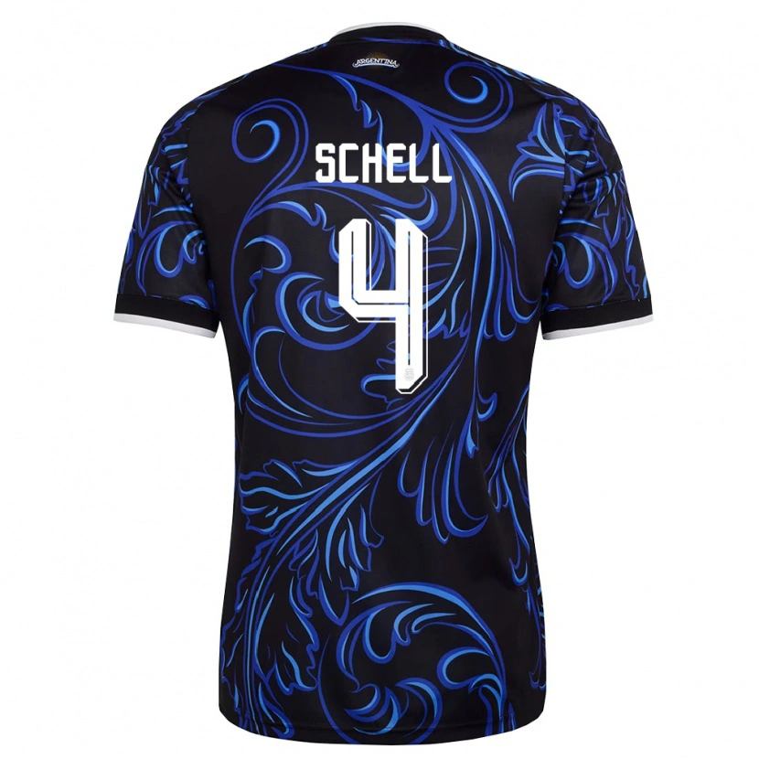 Danxen Dámské Argentina Sofia Schell #4 Černá Bílá Nebeská Modrá Daleko Hráčské Dresy 26-28 Dres