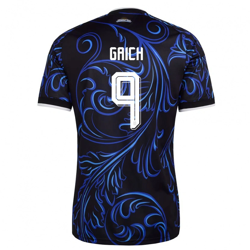 Danxen Dámské Argentina Adolfo Gaich #9 Černá Bílá Nebeská Modrá Daleko Hráčské Dresy 26-28 Dres