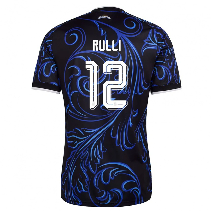 Danxen Dámské Argentina Gerónimo Rulli #12 Černá Bílá Nebeská Modrá Daleko Hráčské Dresy 26-28 Dres