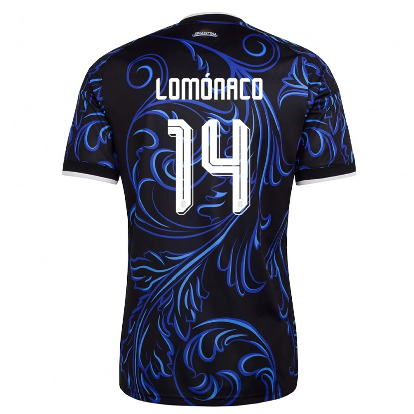 Danxen Dámské Argentina Kevin Lomónaco #14 Černá Bílá Nebeská Modrá Daleko Hráčské Dresy 26-28 Dres