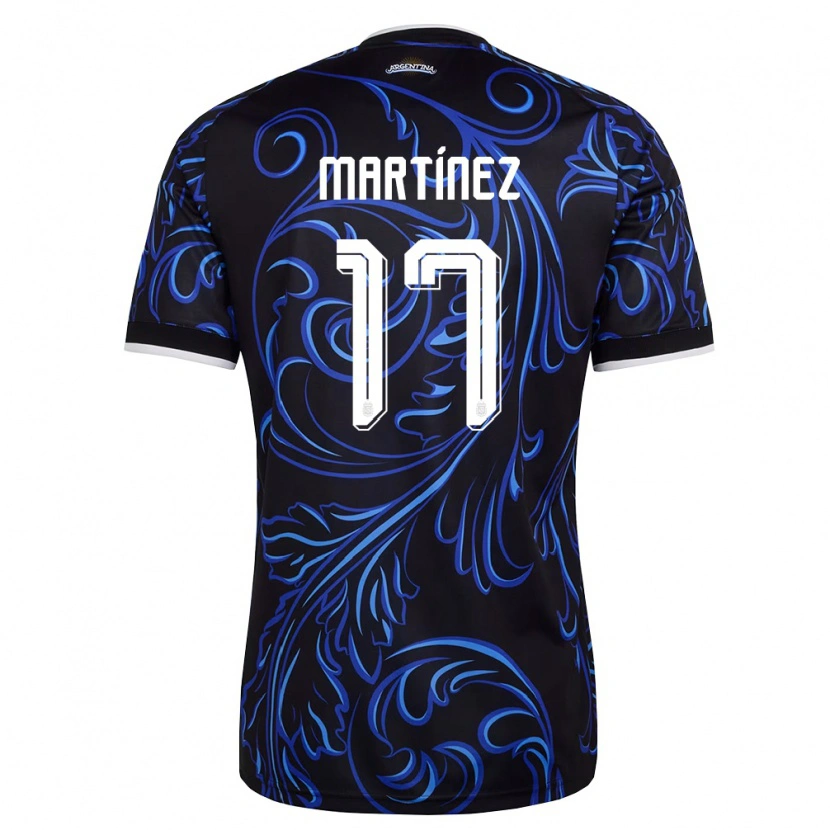 Danxen Dámské Argentina Mateo Martínez #17 Černá Bílá Nebeská Modrá Daleko Hráčské Dresy 26-28 Dres