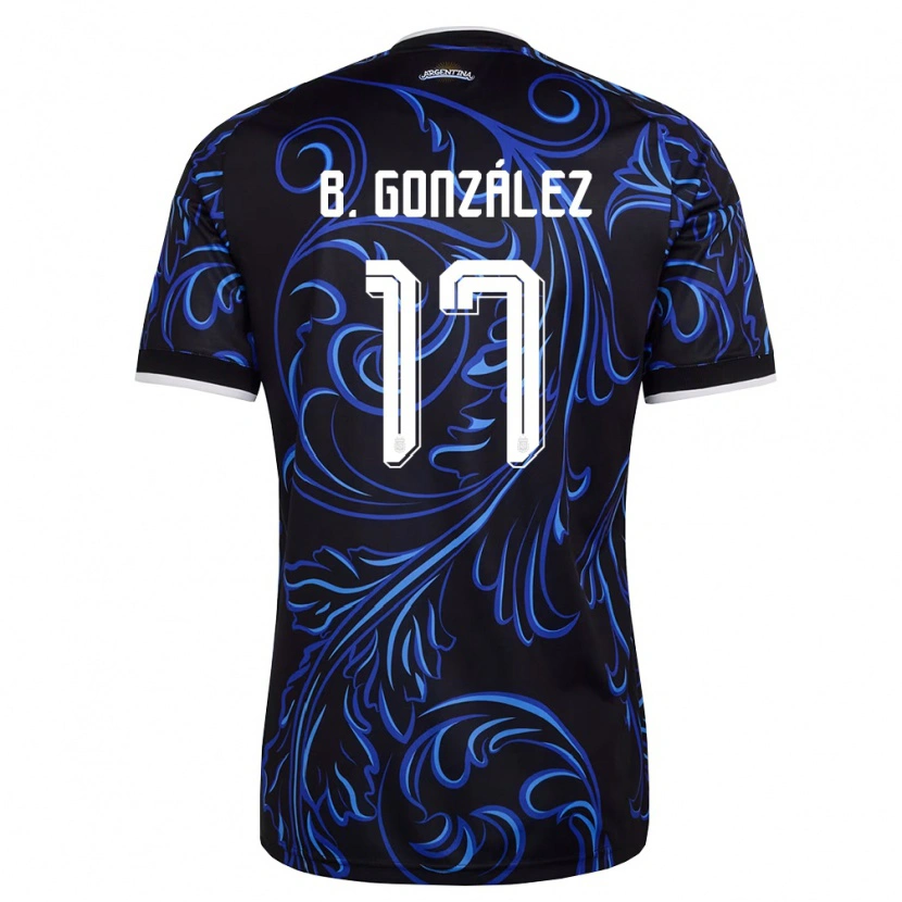 Danxen Dámské Argentina Bautista González #17 Černá Bílá Nebeská Modrá Daleko Hráčské Dresy 26-28 Dres