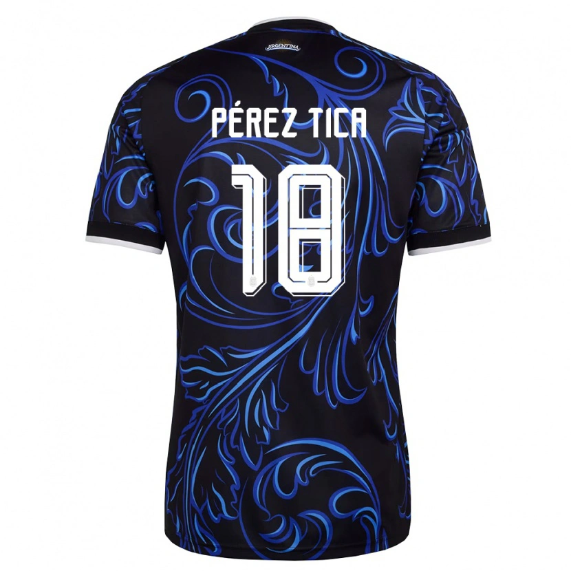 Danxen Dámské Argentina Jeremias Perez Tica #18 Černá Bílá Nebeská Modrá Daleko Hráčské Dresy 26-28 Dres