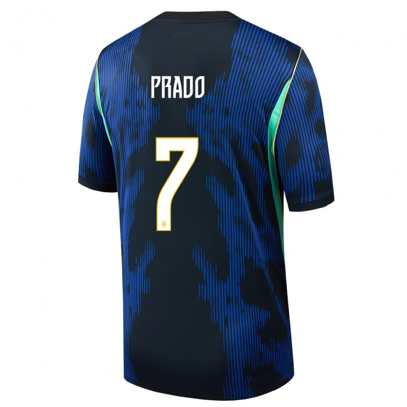 Danxen Dámské Brazílie Gustavo Prado #7 Modrá Námořnická Žlutá Daleko Hráčské Dresy 26-28 Dres