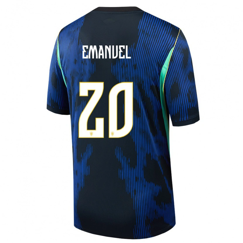Danxen Dámské Brazílie Emanuel #20 Modrá Námořnická Žlutá Daleko Hráčské Dresy 26-28 Dres