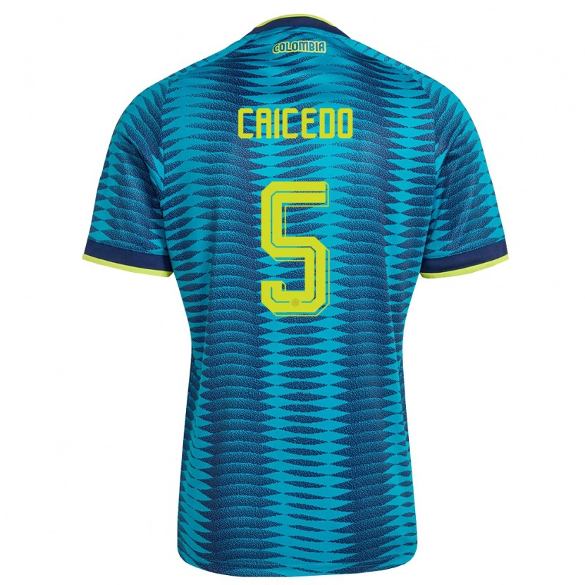 Danxen Dámské Kolumbie Kelly Caicedo #5 Modrá Námořnická Žlutá Daleko Hráčské Dresy 26-28 Dres