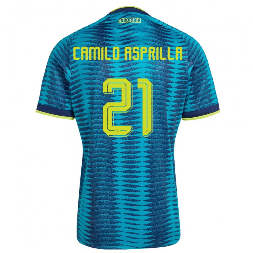 Danxen Dámské Kolumbie Juan Camilo Asprilla #21 Modrá Námořnická Žlutá Daleko Hráčské Dresy 26-28 Dres