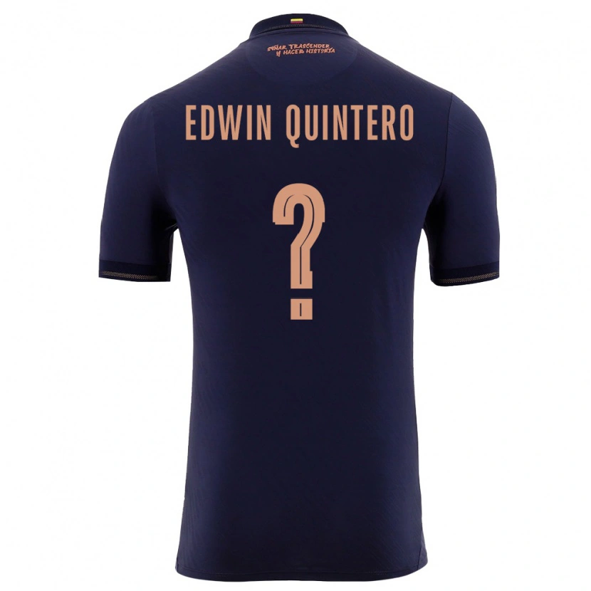 Danxen Dámské Ekvádor Edwin Quintero #0 Námořnická Zlatá Daleko Hráčské Dresy 26-28 Dres