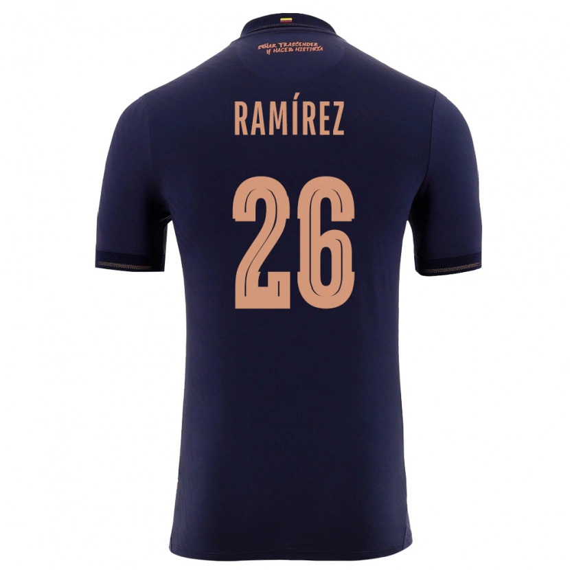 Danxen Dámské Ekvádor Bryan Ramírez #26 Námořnická Zlatá Daleko Hráčské Dresy 26-28 Dres