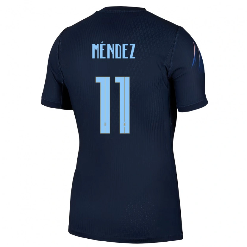 Danxen Dámské Uruguay Axel Méndez #11 Černá Modrá Daleko Hráčské Dresy 26-28 Dres