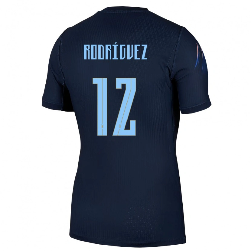 Danxen Dámské Uruguay Randall Rodriguez #12 Černá Modrá Daleko Hráčské Dresy 26-28 Dres