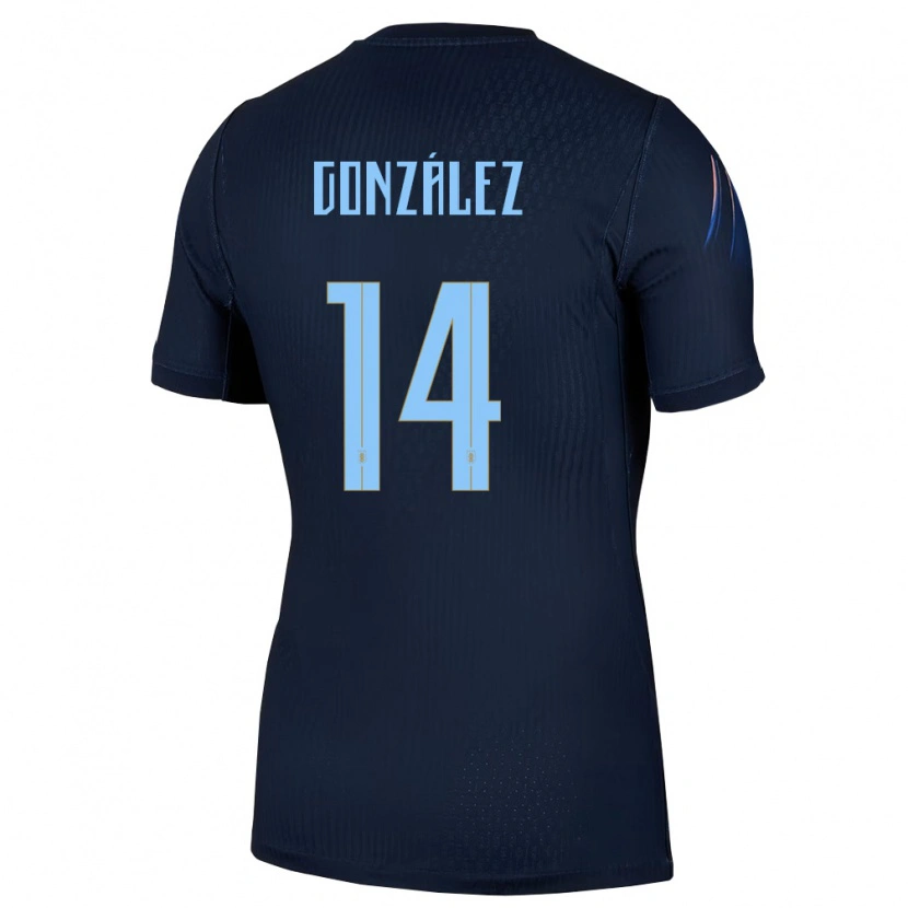 Danxen Dámské Uruguay Pilar Gonzalez #14 Černá Modrá Daleko Hráčské Dresy 26-28 Dres