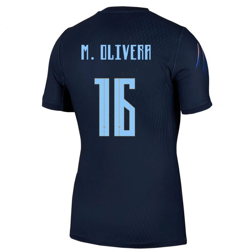 Danxen Dámské Uruguay Mathías Olivera #16 Černá Modrá Daleko Hráčské Dresy 26-28 Dres