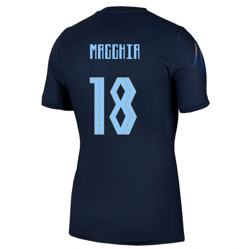 Danxen Dámské Uruguay Vicenzo Macchia #18 Černá Modrá Daleko Hráčské Dresy 26-28 Dres