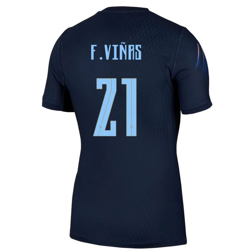 Danxen Dámské Uruguay Federico Viñas #21 Černá Modrá Daleko Hráčské Dresy 26-28 Dres