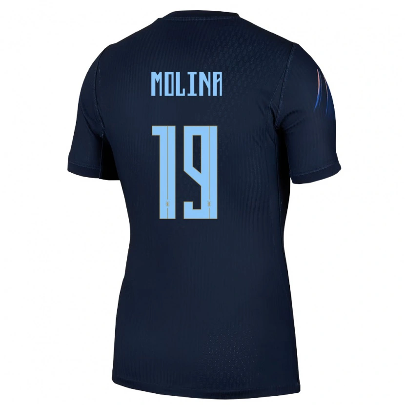 Danxen Dámské Uruguay Ignacio Molina #19 Černá Modrá Daleko Hráčské Dresy 26-28 Dres