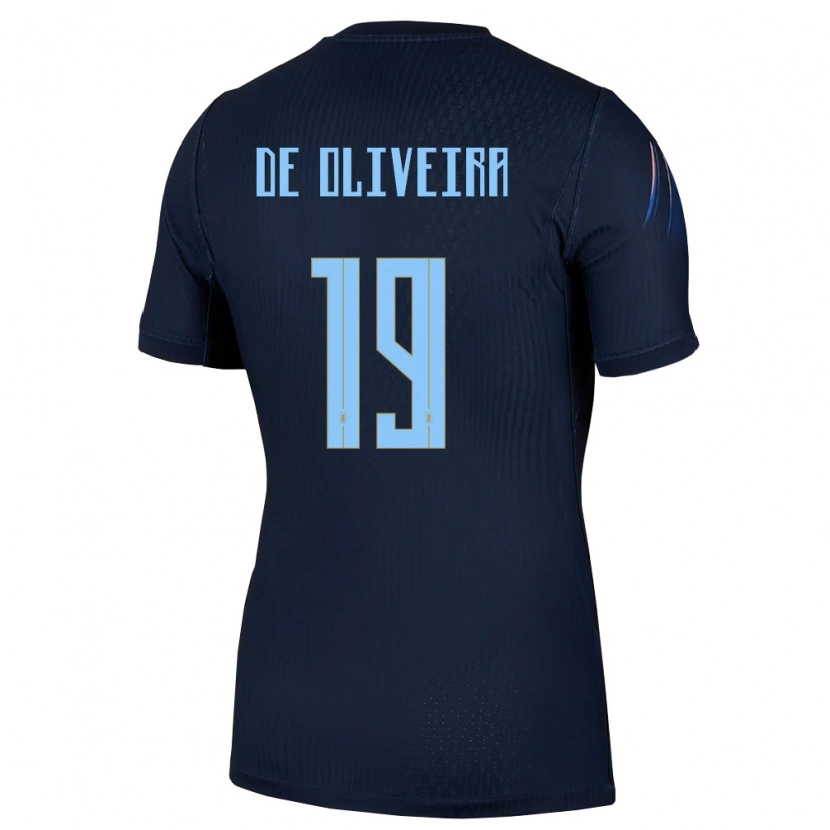 Danxen Dámské Uruguay Emiliano De Oliveira #19 Černá Modrá Daleko Hráčské Dresy 26-28 Dres