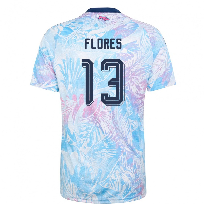 Danxen Dámské Kostarika Caleb Flores #13 Nebeská Modrá Námořnická Růžová Daleko Hráčské Dresy 26-28 Dres