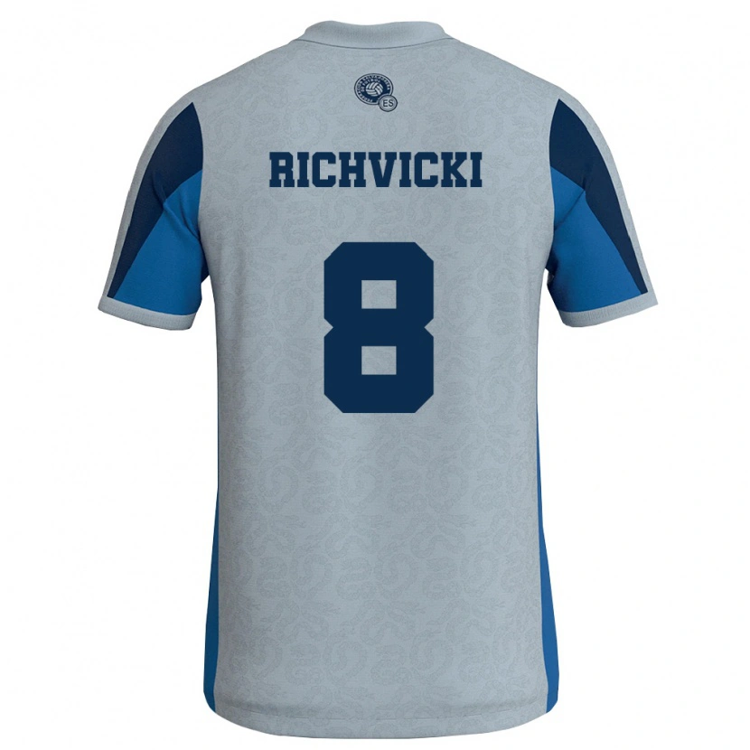 Danxen Dámské Salvador Gabriel Richvicki #8 Bílá Nebeská Modrá Daleko Hráčské Dresy 26-28 Dres