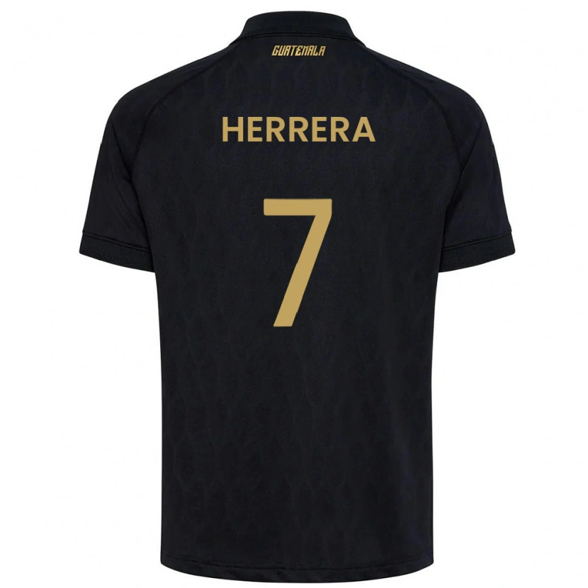 Danxen Dámské Guatemala Aarón Herrera #7 Černá Nebeská Modrá Bílá Daleko Hráčské Dresy 26-28 Dres