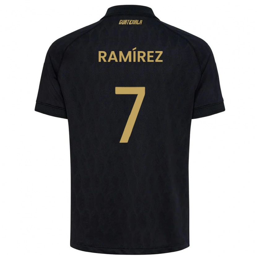 Danxen Dámské Guatemala Leslie Ramírez #7 Černá Nebeská Modrá Bílá Daleko Hráčské Dresy 26-28 Dres