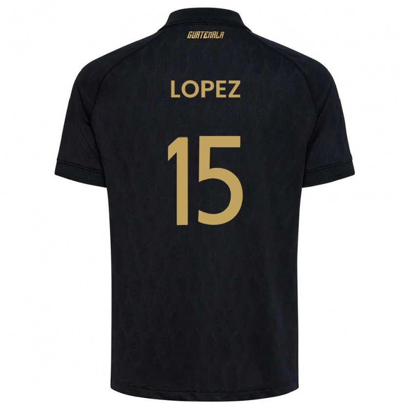 Danxen Dámské Guatemala Antonio López #15 Černá Nebeská Modrá Bílá Daleko Hráčské Dresy 26-28 Dres