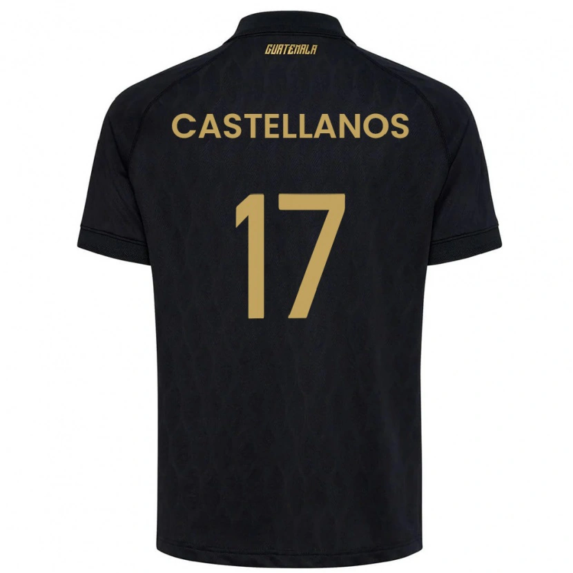 Danxen Dámské Guatemala Óscar Castellanos #17 Černá Nebeská Modrá Bílá Daleko Hráčské Dresy 26-28 Dres