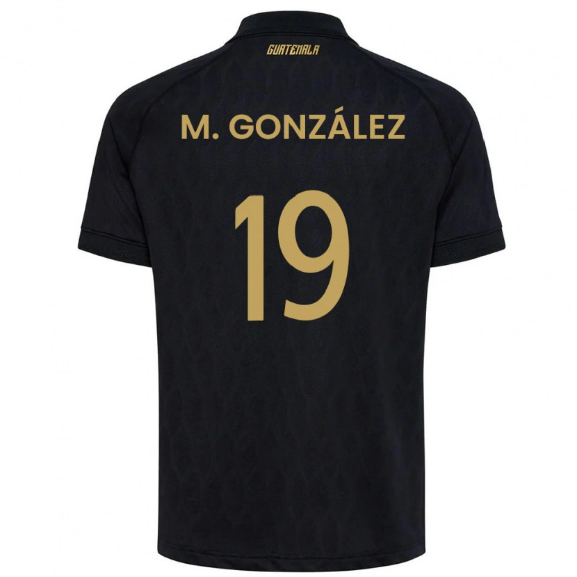 Danxen Dámské Guatemala Mayron González #19 Černá Nebeská Modrá Bílá Daleko Hráčské Dresy 26-28 Dres