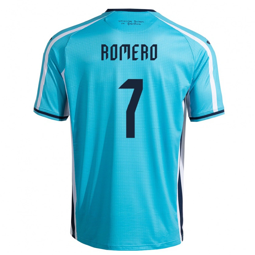 Danxen Dámské Honduras Eduardo Romero #7 Nebeská Modrá Námořnická Daleko Hráčské Dresy 26-28 Dres