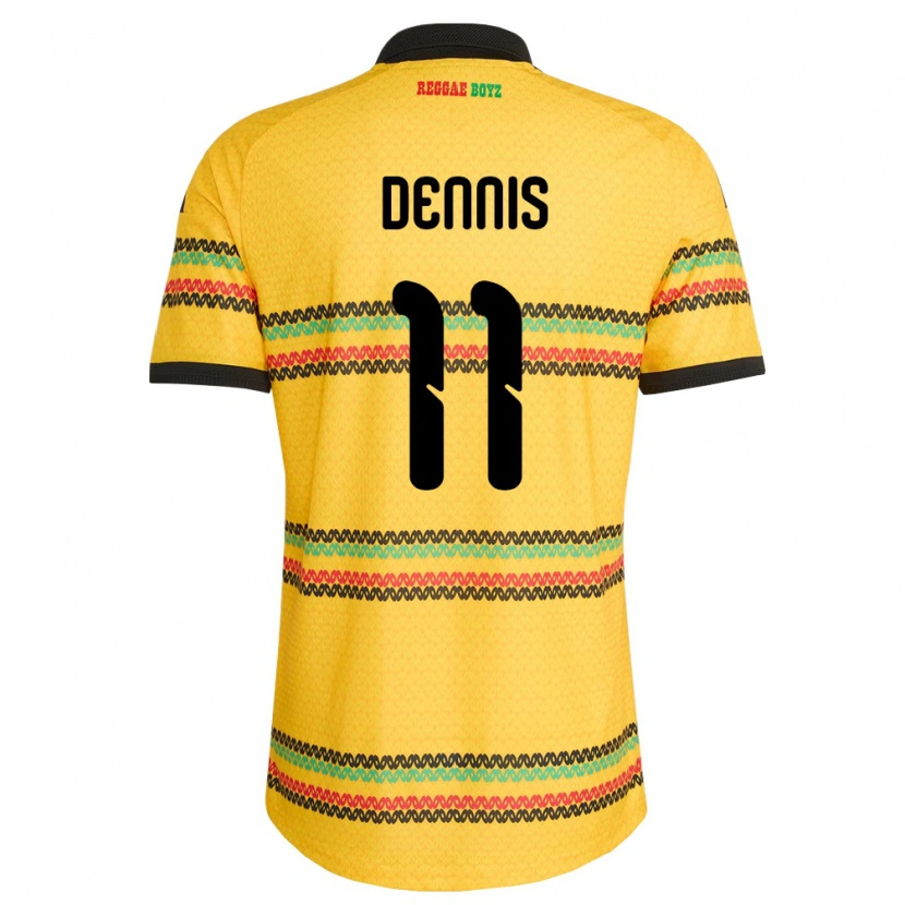 Danxen Dětské Jamajka Jamoy Dennis #11 Žlutá Černá Zelená Domů Hráčské Dresy 26-28 Dres