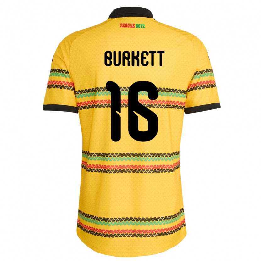 Danxen Dětské Jamajka Brian Burkett #16 Žlutá Černá Zelená Domů Hráčské Dresy 26-28 Dres