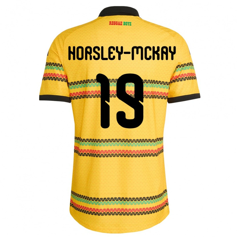 Danxen Dětské Jamajka Kyron Horsley-Mckay #19 Žlutá Černá Zelená Domů Hráčské Dresy 26-28 Dres
