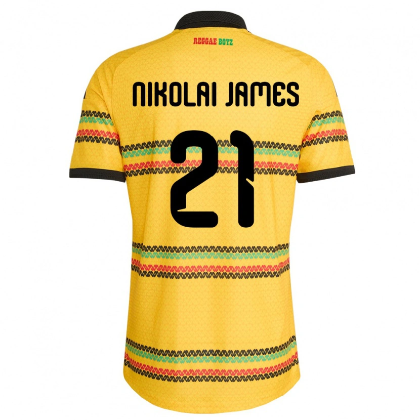 Danxen Dětské Jamajka Alex Nikolai James #21 Žlutá Černá Zelená Domů Hráčské Dresy 26-28 Dres