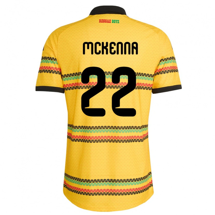 Danxen Dětské Jamajka Kayla Mckenna #22 Žlutá Černá Zelená Domů Hráčské Dresy 26-28 Dres