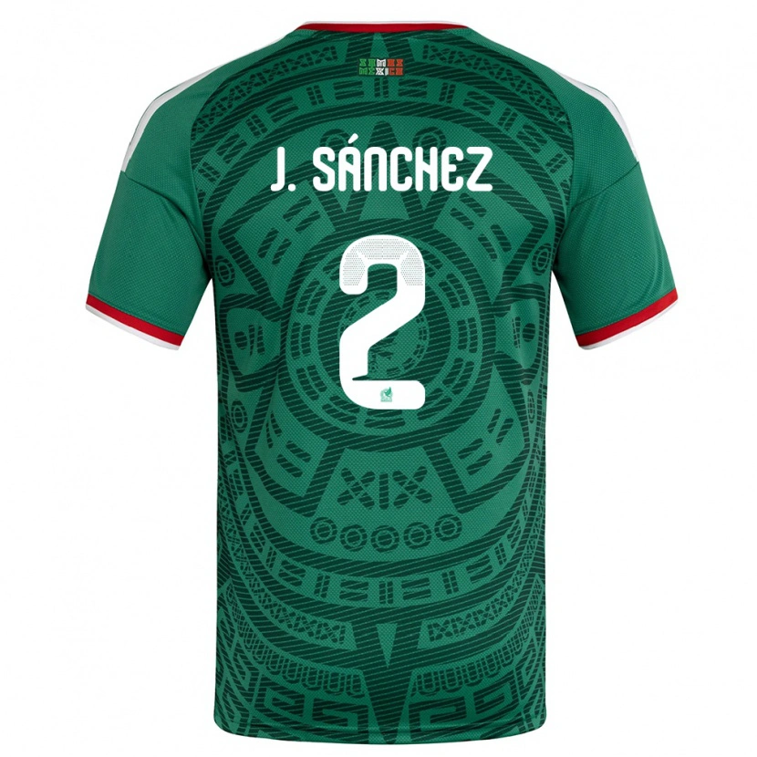 Danxen Dětské Mexiko Jorge Sánchez #2 Zelená Bílá Červená Domů Hráčské Dresy 26-28 Dres