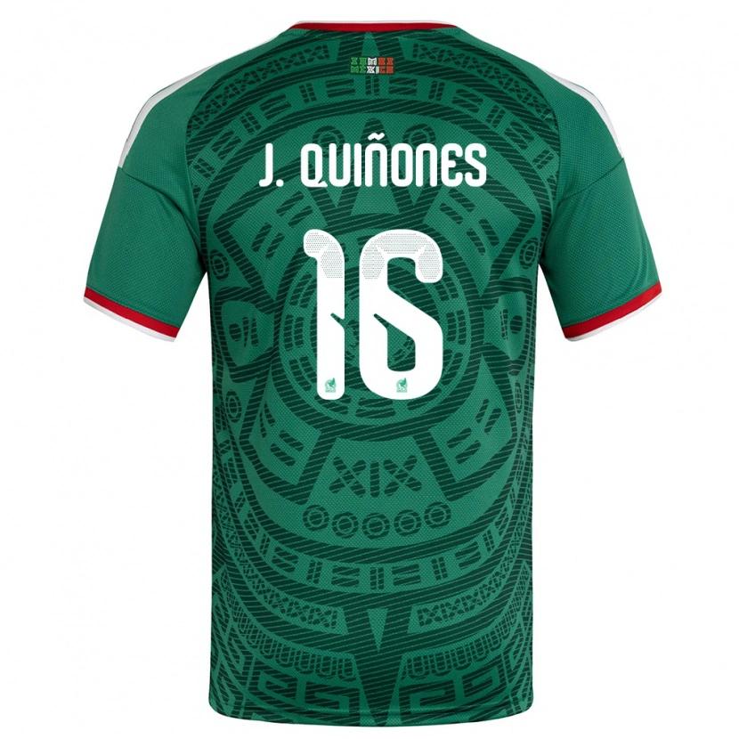 Danxen Dětské Mexiko Julián Quiñones #16 Zelená Bílá Červená Domů Hráčské Dresy 26-28 Dres