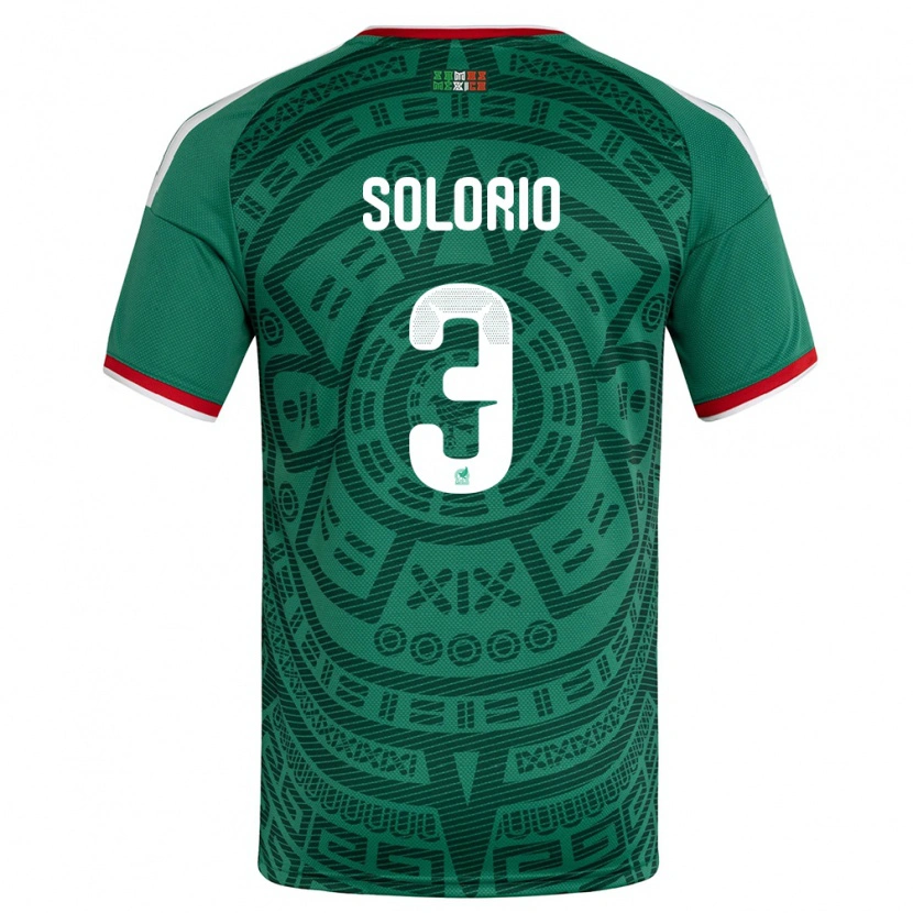Danxen Dětské Mexiko Gael Solorio #3 Zelená Bílá Červená Domů Hráčské Dresy 26-28 Dres