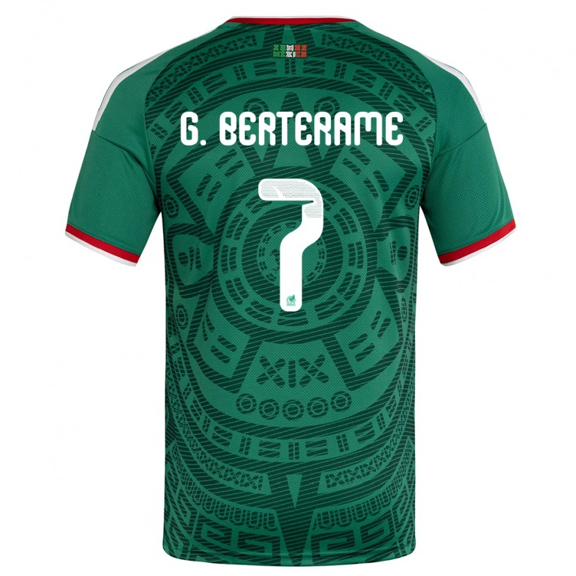 Danxen Dětské Mexiko Germán Berterame #7 Zelená Bílá Červená Domů Hráčské Dresy 26-28 Dres