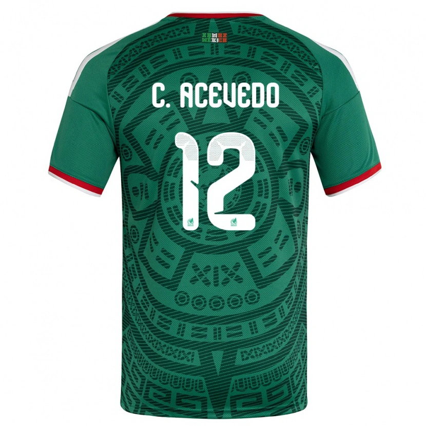 Danxen Dětské Mexiko Carlos Acevedo #12 Zelená Bílá Červená Domů Hráčské Dresy 26-28 Dres