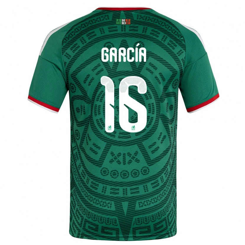 Danxen Dětské Mexiko Uziel Garcia #16 Zelená Bílá Červená Domů Hráčské Dresy 26-28 Dres
