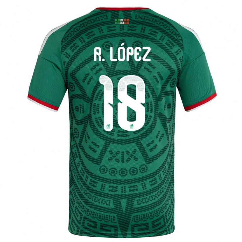 Danxen Dětské Mexiko Rodrigo López #18 Zelená Bílá Červená Domů Hráčské Dresy 26-28 Dres